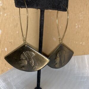 Gold-Tone Egyptian Profile Fan Earrings
